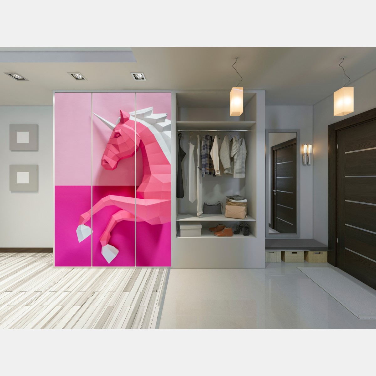 Schrankaufkleber rosa geometrisches einhorn – Wallnifity® Schrankaufkleber rosa geometrisches einhorn – Wallnifity®