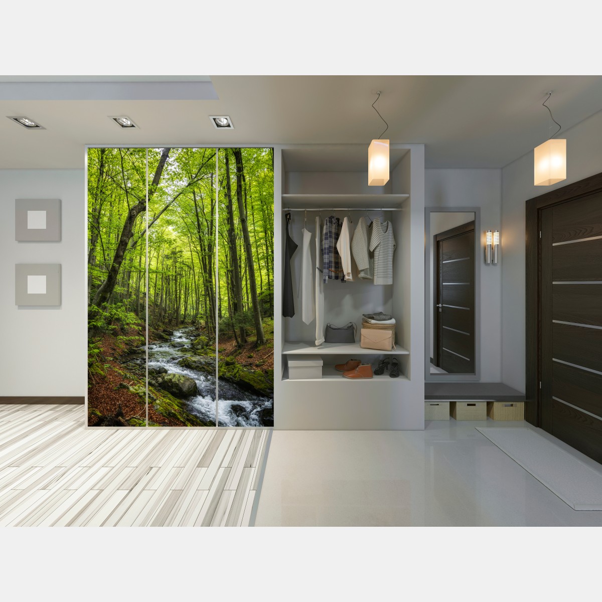 Schrankaufkleber ruhiger grüner waldbach – Wallnifity®