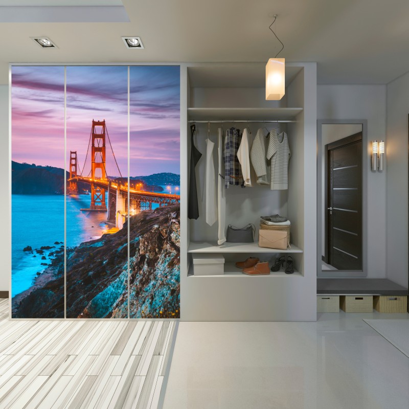 Schrankaufkleber Golden Gate Bridge in der dämmerung, San Francisco – Wallnifity® Schrankaufkleber Golden Gate Bridge in der dämmerung, San Francisco – Wallnifity®