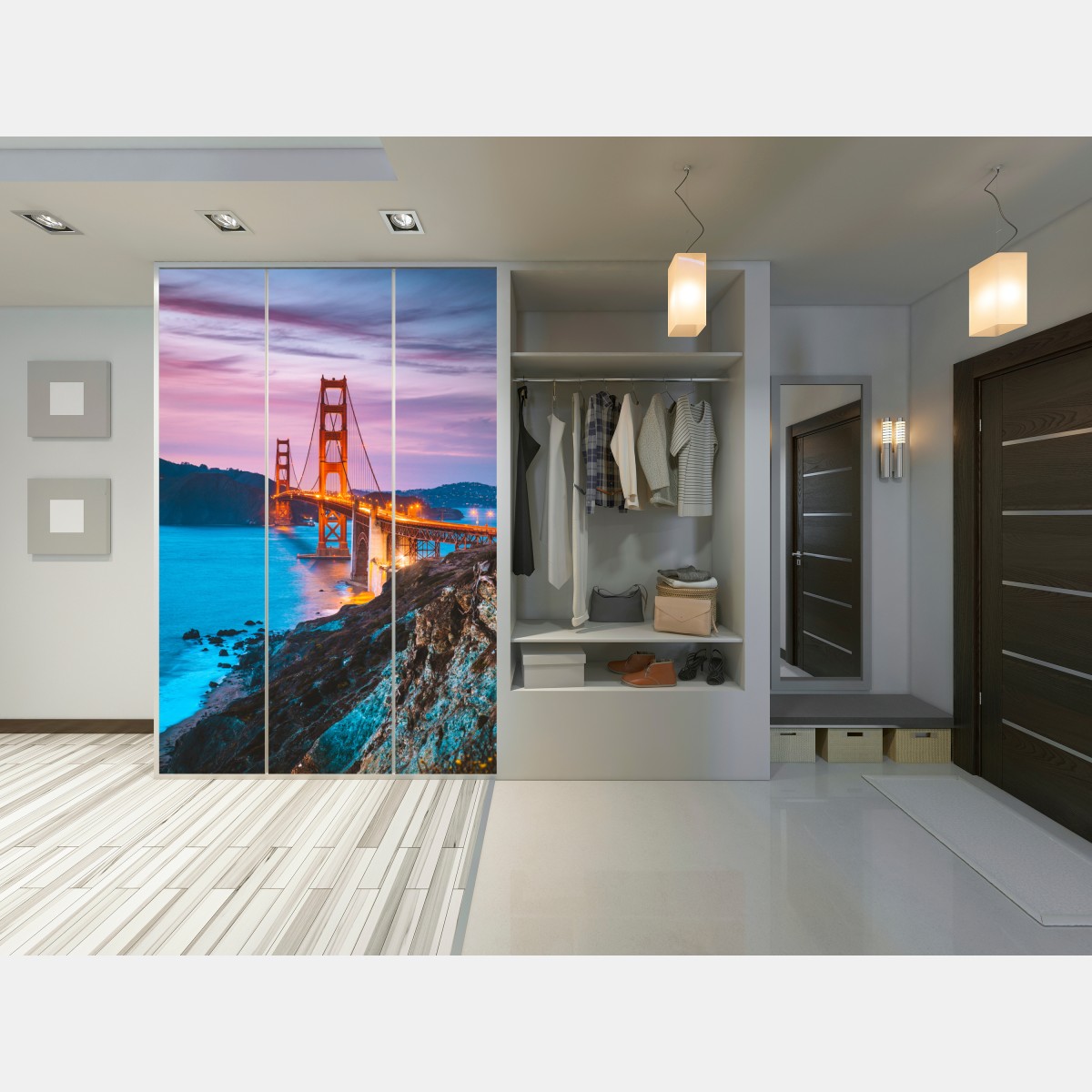 Schrankaufkleber Golden Gate Bridge in der dämmerung, San Francisco – Wallnifity® Schrankaufkleber Golden Gate Bridge in der dämmerung, San Francisco – Wallnifity®