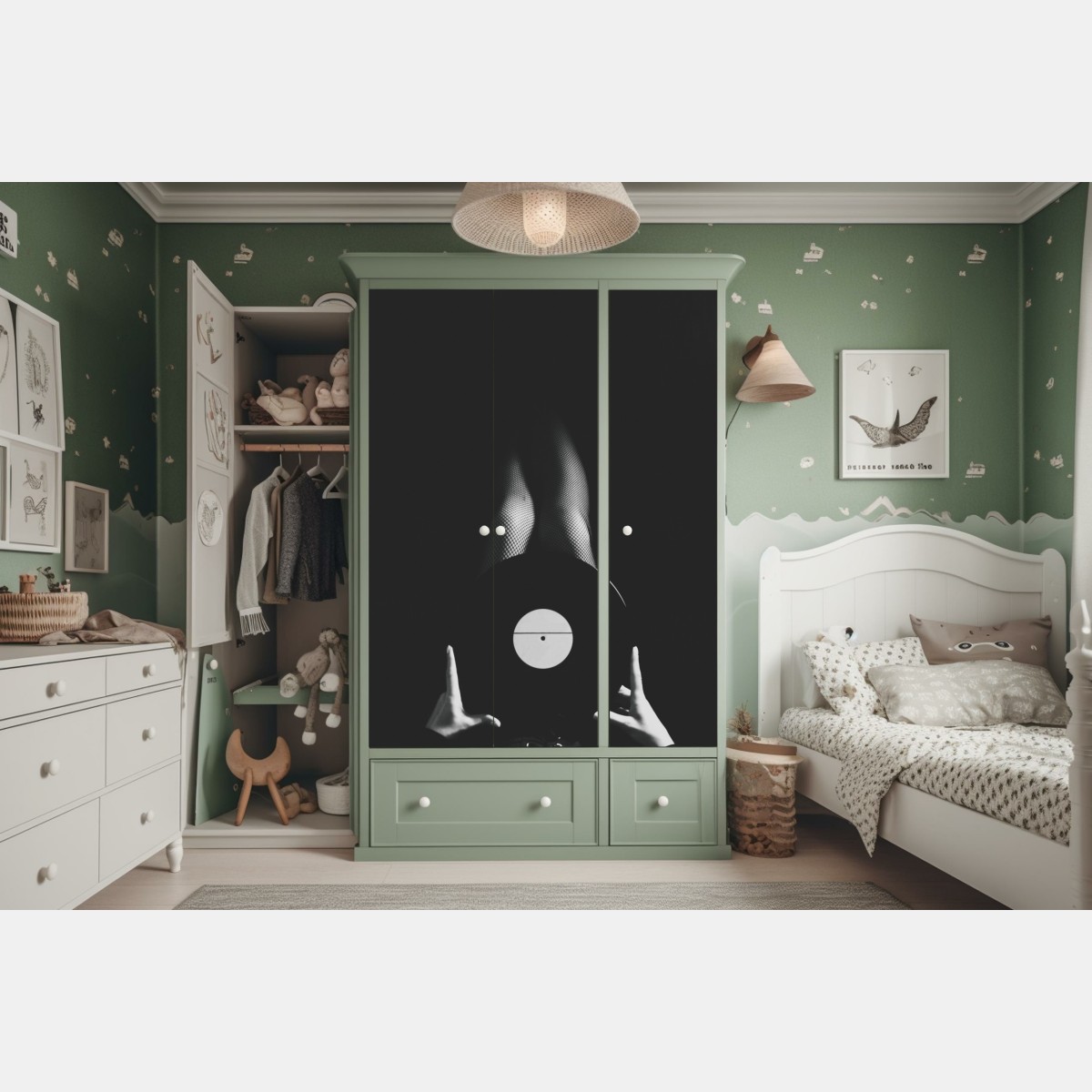 Schrankaufkleber schallplatte und beine in netzstrümpfen – Wallnifity® Schrankaufkleber schallplatte und beine in netzstrümpfen – Wallnifity®