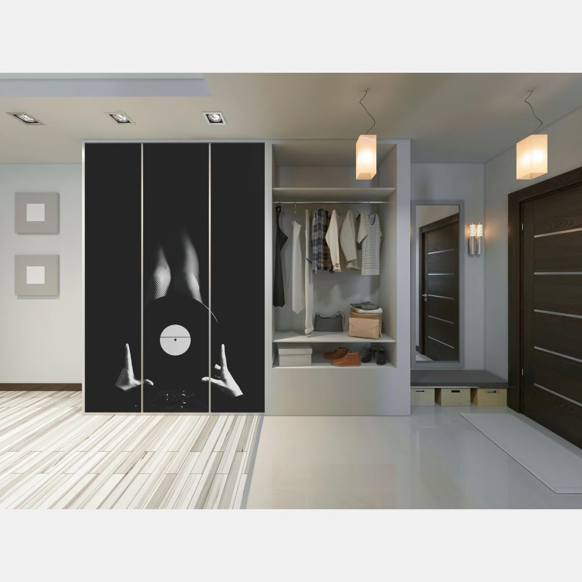 Schrankaufkleber schallplatte und beine in netzstrümpfen – Wallnifity® Schrankaufkleber schallplatte und beine in netzstrümpfen – Wallnifity®