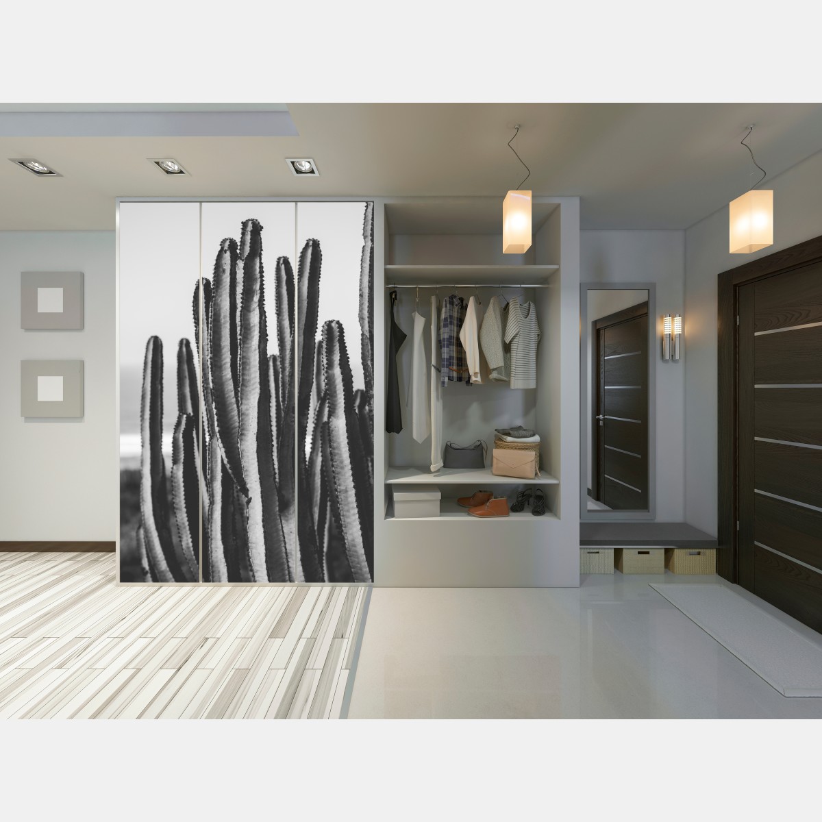 Schrankaufkleber schwarzweiß kaktus nahaufnahme – Wallnifity® Schrankaufkleber schwarzweiß kaktus nahaufnahme – Wallnifity®