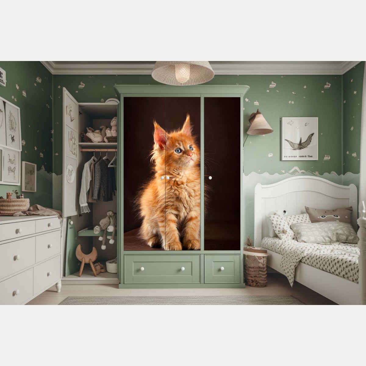 Schrankaufkleber niedliches rotes kätzchenportrait – Wallnifity® Schrankaufkleber niedliches rotes kätzchenportrait – Wallnifity®