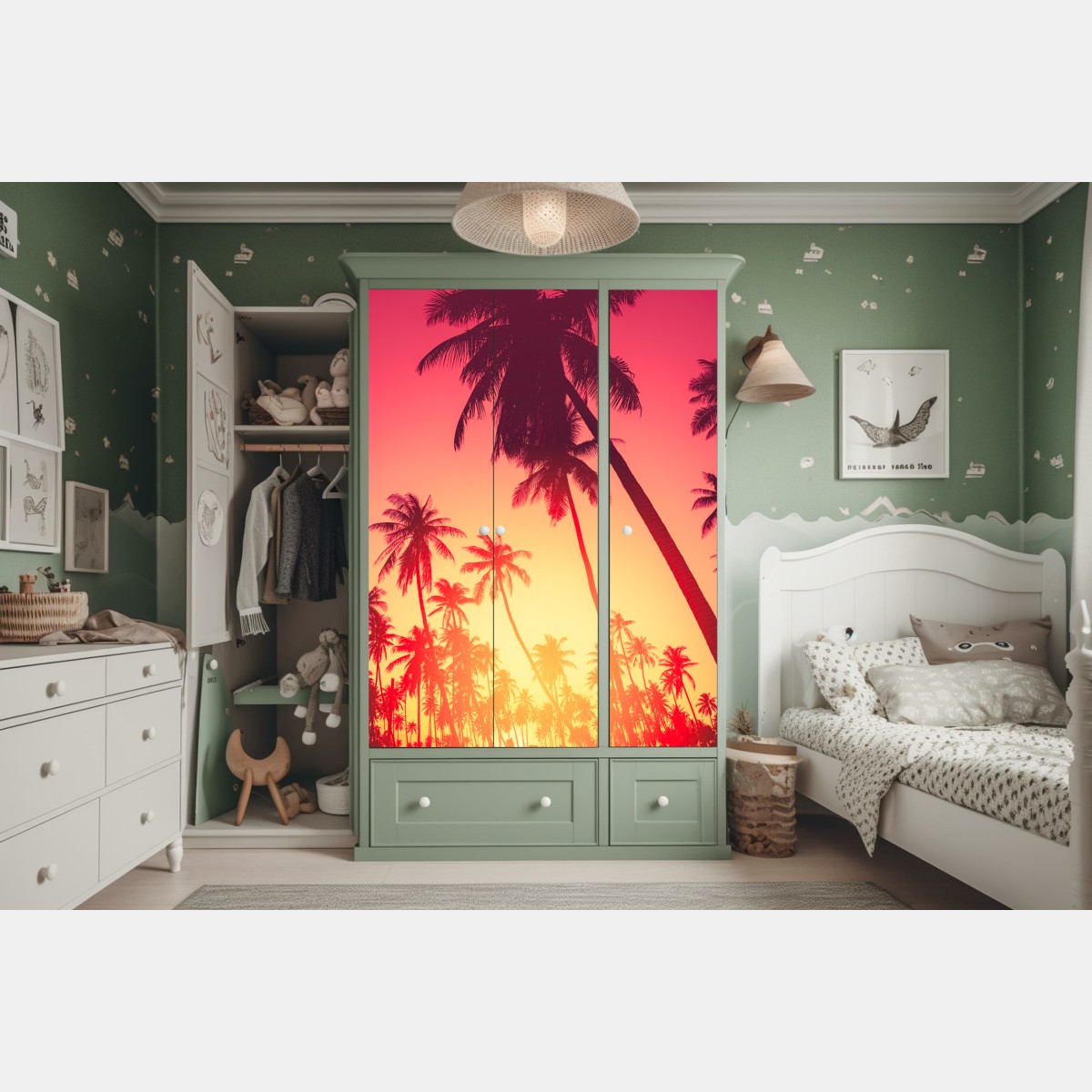 Schrankaufkleber tropischer sonnenuntergang mit palmen – Wallnifity® Schrankaufkleber tropischer sonnenuntergang mit palmen – Wallnifity®