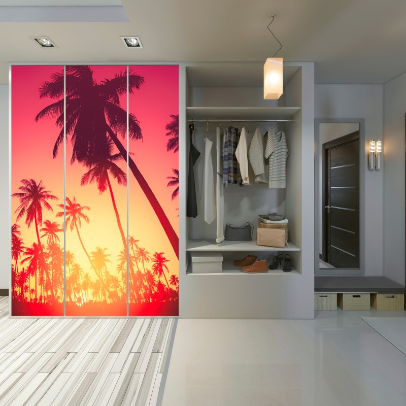 Schrankaufkleber tropischer sonnenuntergang mit palmen – Wallnifity® Schrankaufkleber tropischer sonnenuntergang mit palmen – Wallnifity®