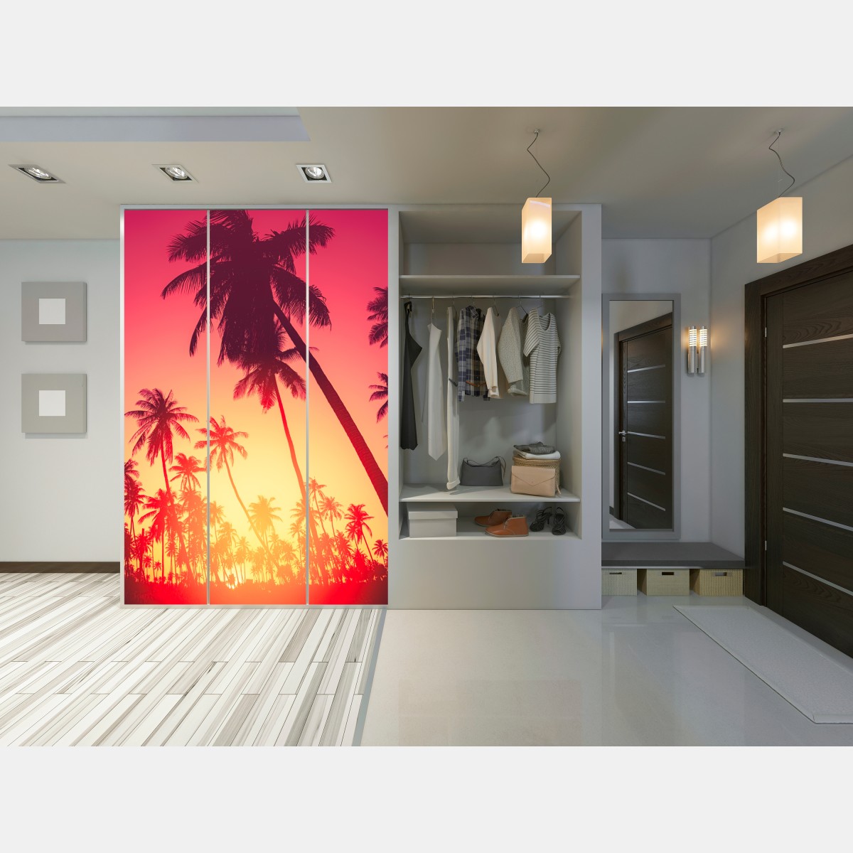 Schrankaufkleber tropischer sonnenuntergang mit palmen – Wallnifity® Schrankaufkleber tropischer sonnenuntergang mit palmen – Wallnifity®