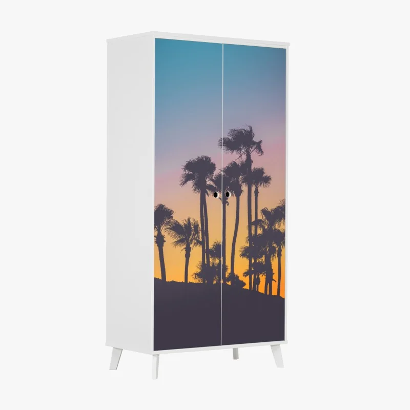 Schrankaufkleber retro tropische palmen bei sonnenuntergang – Wallnifity® Schrankaufkleber retro tropische palmen bei sonnenuntergang – Wallnifity®