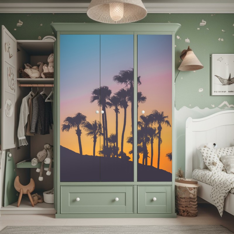 Schrankaufkleber lebendige blau-violette abstrakte acrylmalerei – Wallnifity®