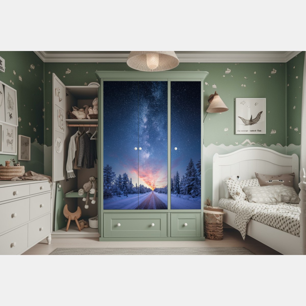 Schrankaufkleber straße zur milchstraße bei sonnenaufgang – Wallnifity®