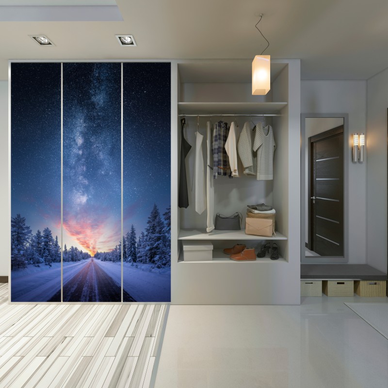 Schrankaufkleber straße zur milchstraße bei sonnenaufgang – Wallnifity®