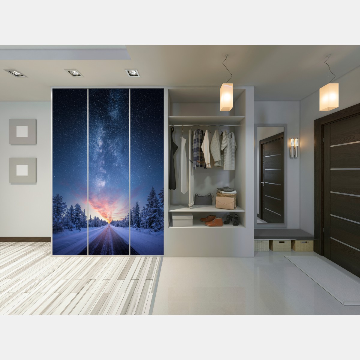 Schrankaufkleber straße zur milchstraße bei sonnenaufgang – Wallnifity®