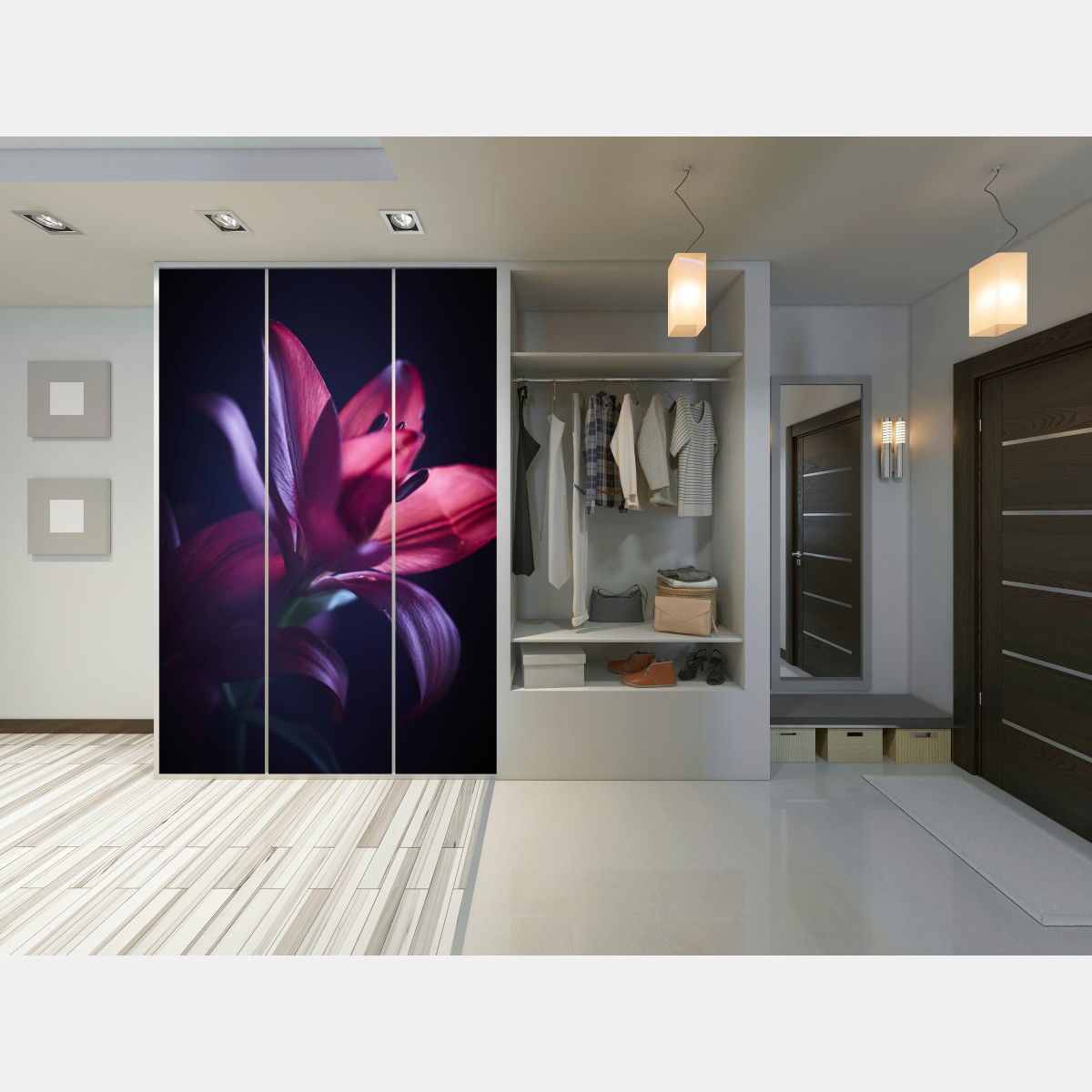 Schrankaufkleber rote lilie im halbdunkel – Wallnifity® Schrankaufkleber rote lilie im halbdunkel – Wallnifity®