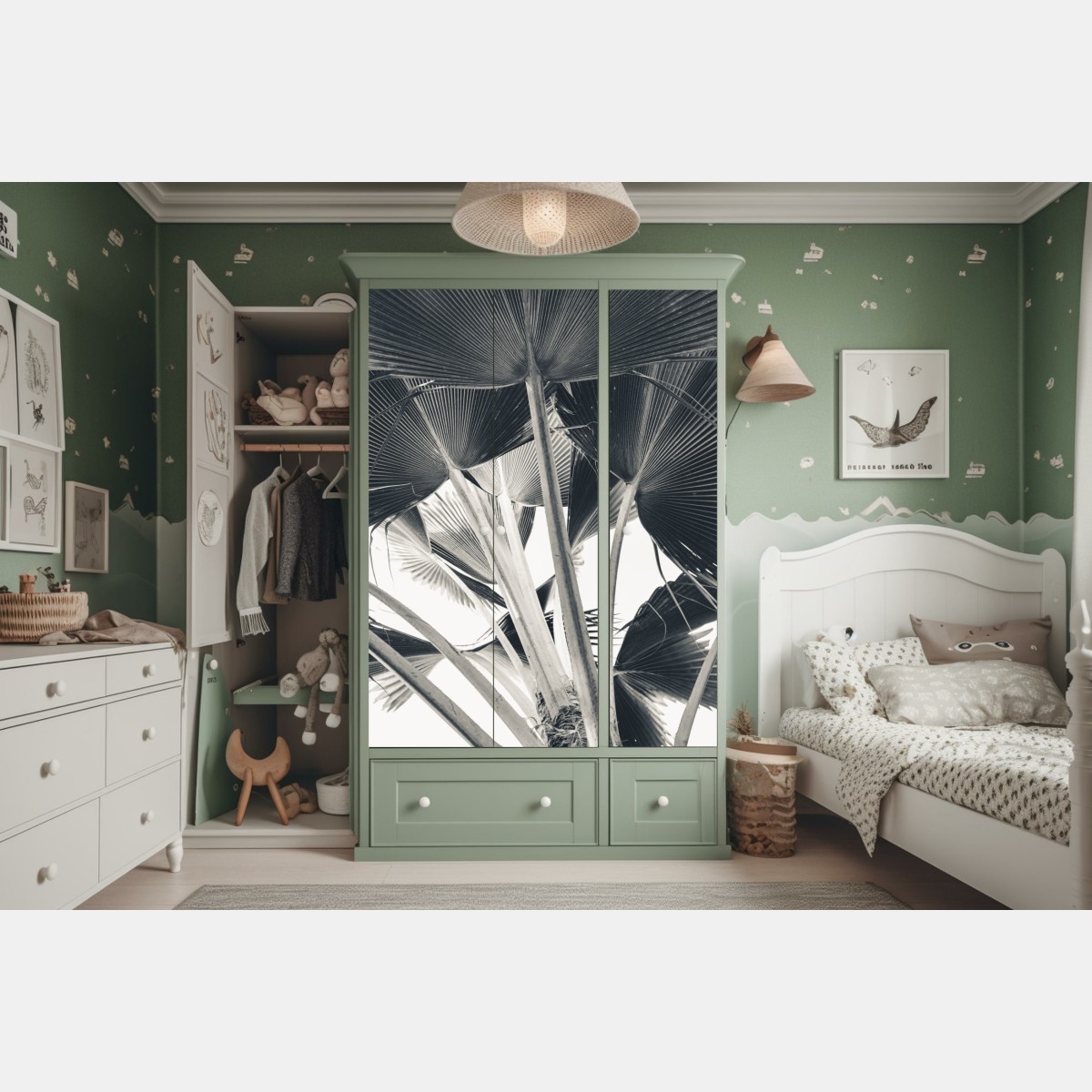 Schrankaufkleber tropische komposition von bananenblättern – Wallnifity® Schrankaufkleber tropische komposition von bananenblättern – Wallnifity®