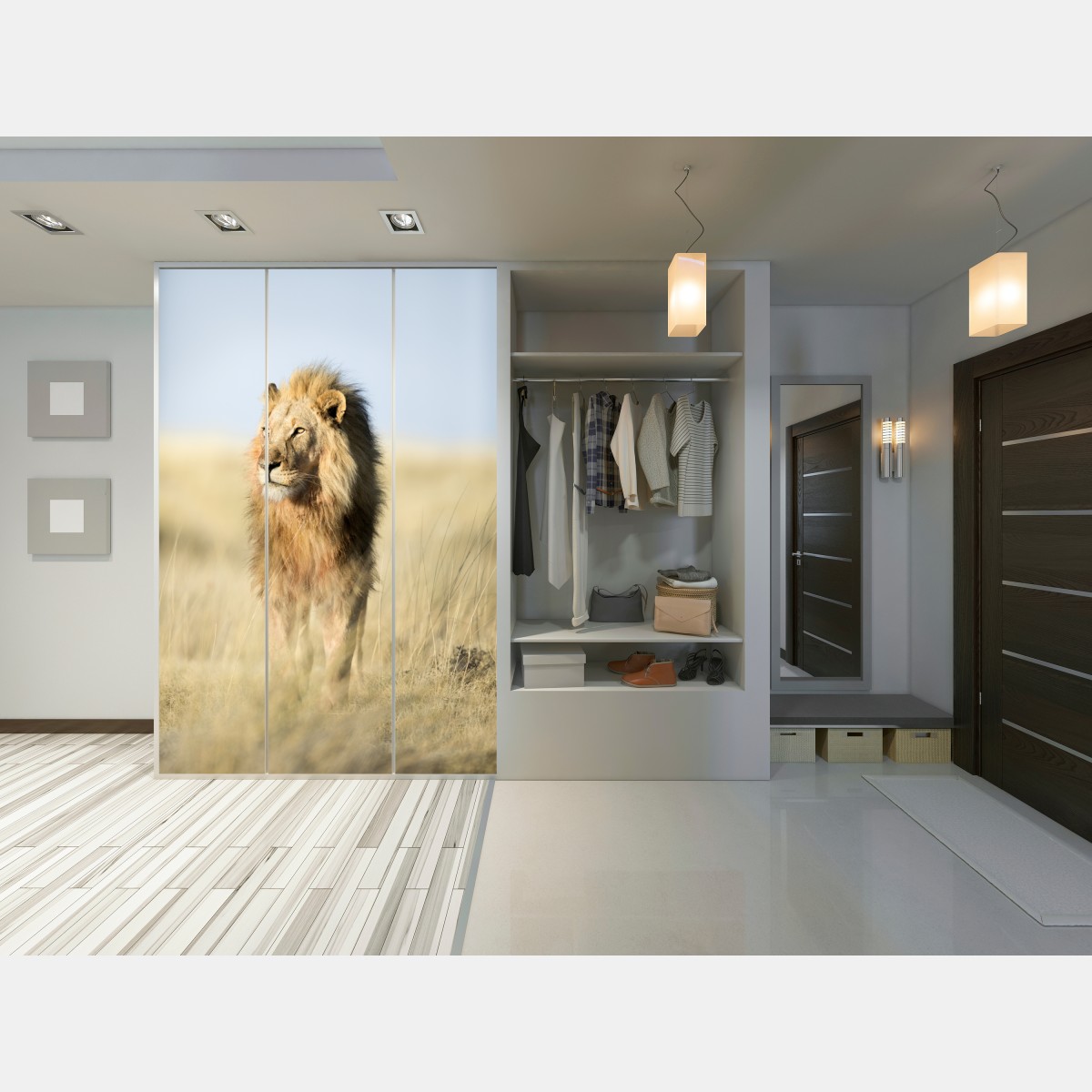 Schrankaufkleber majestätischer löwe in der steppe – Wallnifity® Schrankaufkleber majestätischer löwe in der steppe – Wallnifity®