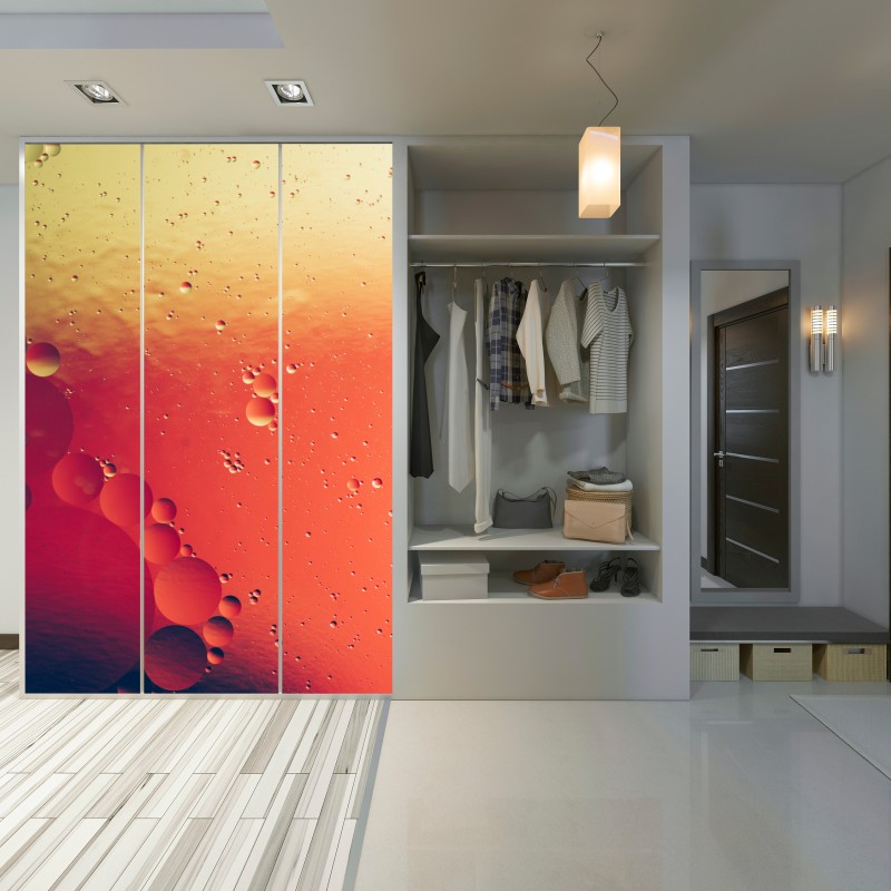 Schrankaufkleber warme orange abstraktion mit blasen – Wallnifity® Schrankaufkleber warme orange abstraktion mit blasen – Wallnifity®