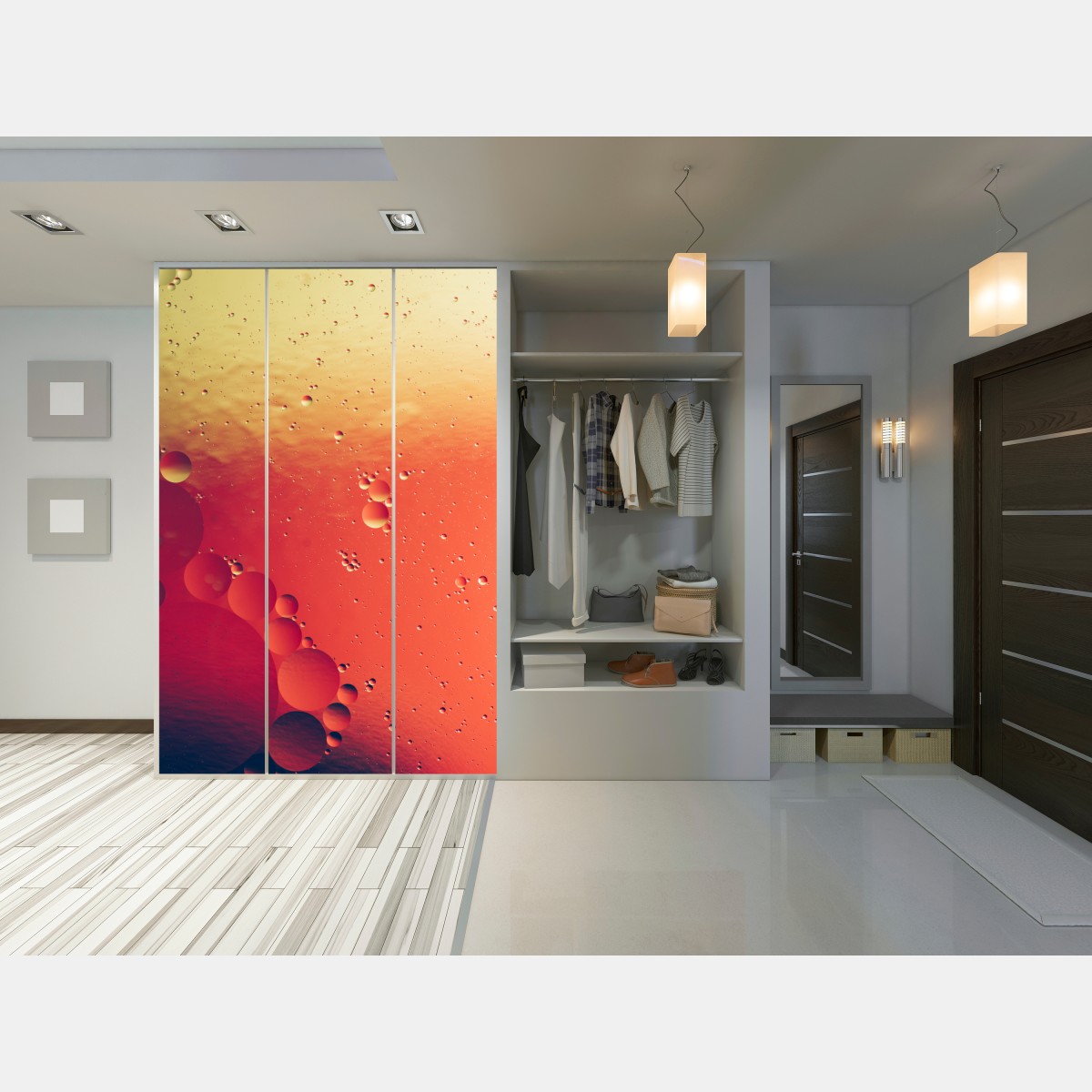 Schrankaufkleber warme orange abstraktion mit blasen – Wallnifity® Schrankaufkleber warme orange abstraktion mit blasen – Wallnifity®