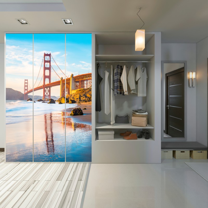 Schrankaufkleber goldene stunde an der Golden Gate Bridge, Baker Beach – Wallnifity® Schrankaufkleber goldene stunde an der Golden Gate Bridge, Baker Beach – Wallnifity®