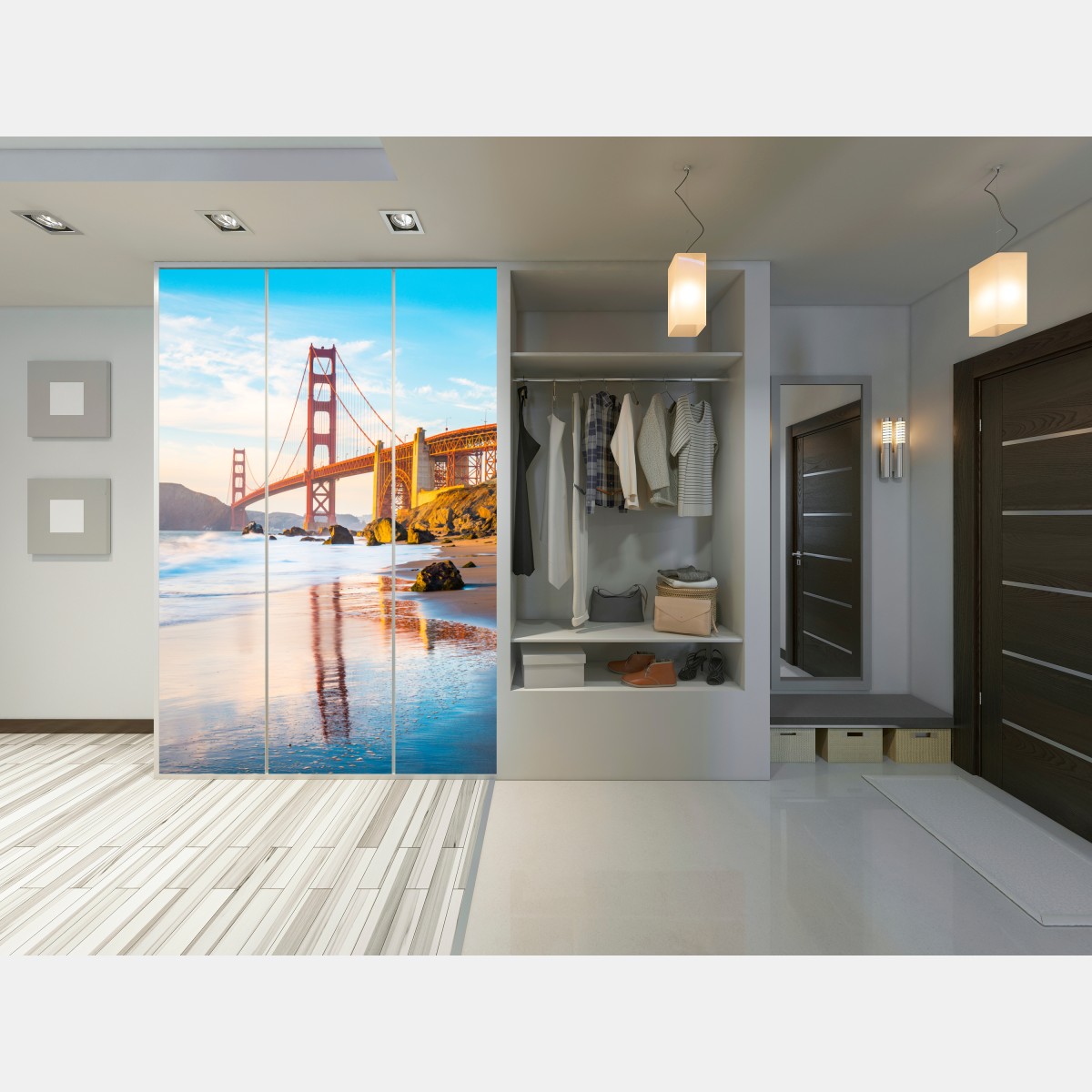Schrankaufkleber goldene stunde an der Golden Gate Bridge, Baker Beach – Wallnifity® Schrankaufkleber goldene stunde an der Golden Gate Bridge, Baker Beach – Wallnifity®