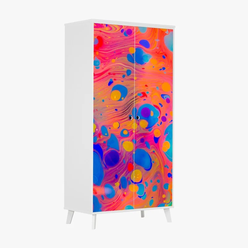 Schrankaufkleber lebendige blau-violette abstrakte acrylmalerei – Wallnifity®