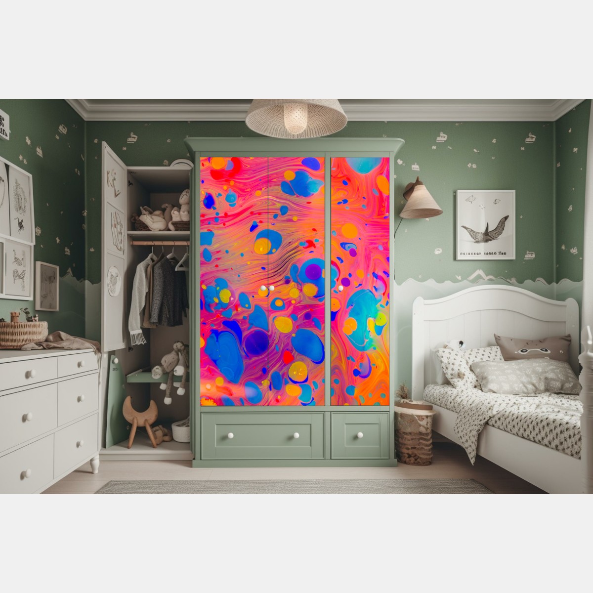 Schrankaufkleber osmanisches ebru marmormuster – Wallnifity® Schrankaufkleber osmanisches ebru marmormuster – Wallnifity®