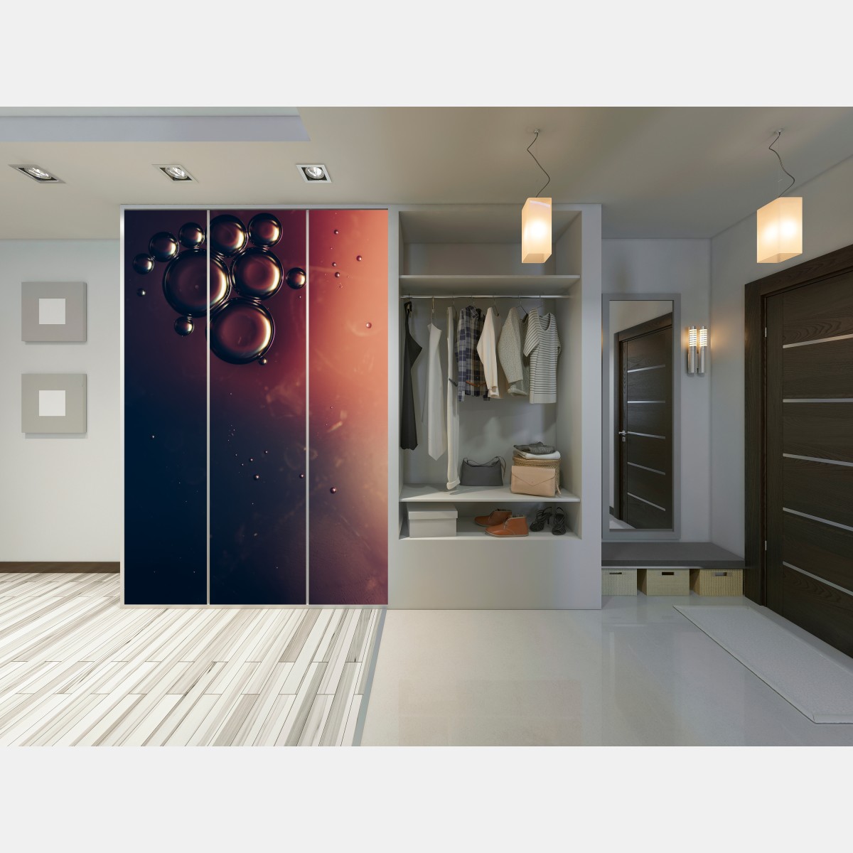 Schrankaufkleber schwebende ölblasen auf tiefem verlauf – Wallnifity® Schrankaufkleber schwebende ölblasen auf tiefem verlauf – Wallnifity®