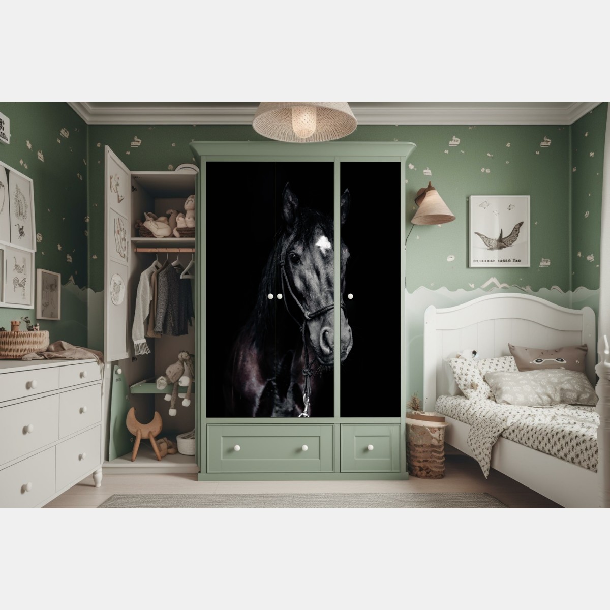 Schrankaufkleber majestätisches pferdeporträt – Wallnifity® Schrankaufkleber majestätisches pferdeporträt – Wallnifity®