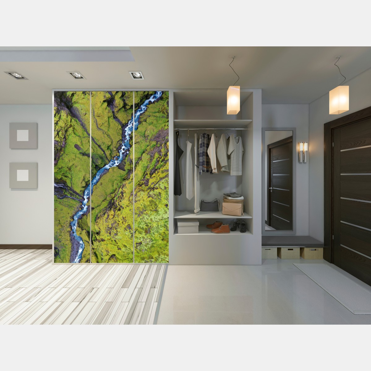 Schrankaufkleber luftaufnahme: fluss in moosbedeckter schlucht – Wallnifity® Schrankaufkleber luftaufnahme: fluss in moosbedeckter schlucht – Wallnifity®