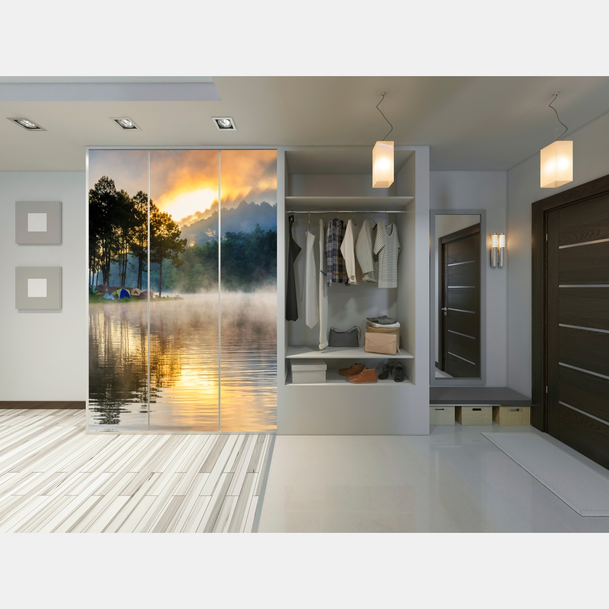 Schrankaufkleber morgendlicher nebel am Pang Oung see, Mae Hong Son – Wallnifity®