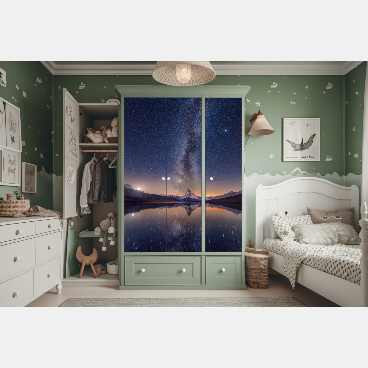 Schrankaufkleber milchstraße über alpengipfel gespiegelt im see – Wallnifity® Schrankaufkleber milchstraße über alpengipfel gespiegelt im see – Wallnifity®