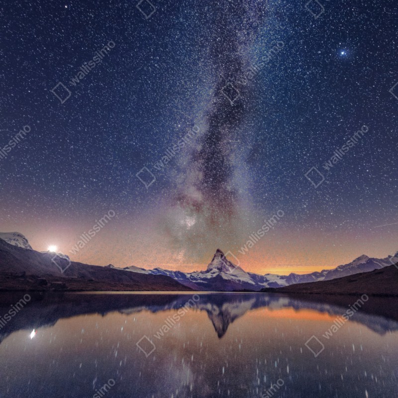 Schrankaufkleber milchstraße über alpengipfel gespiegelt im see – Wallnifity® Schrankaufkleber milchstraße über alpengipfel gespiegelt im see – Wallnifity®