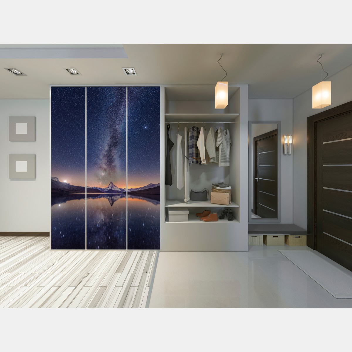 Schrankaufkleber milchstraße über alpengipfel gespiegelt im see – Wallnifity® Schrankaufkleber milchstraße über alpengipfel gespiegelt im see – Wallnifity®