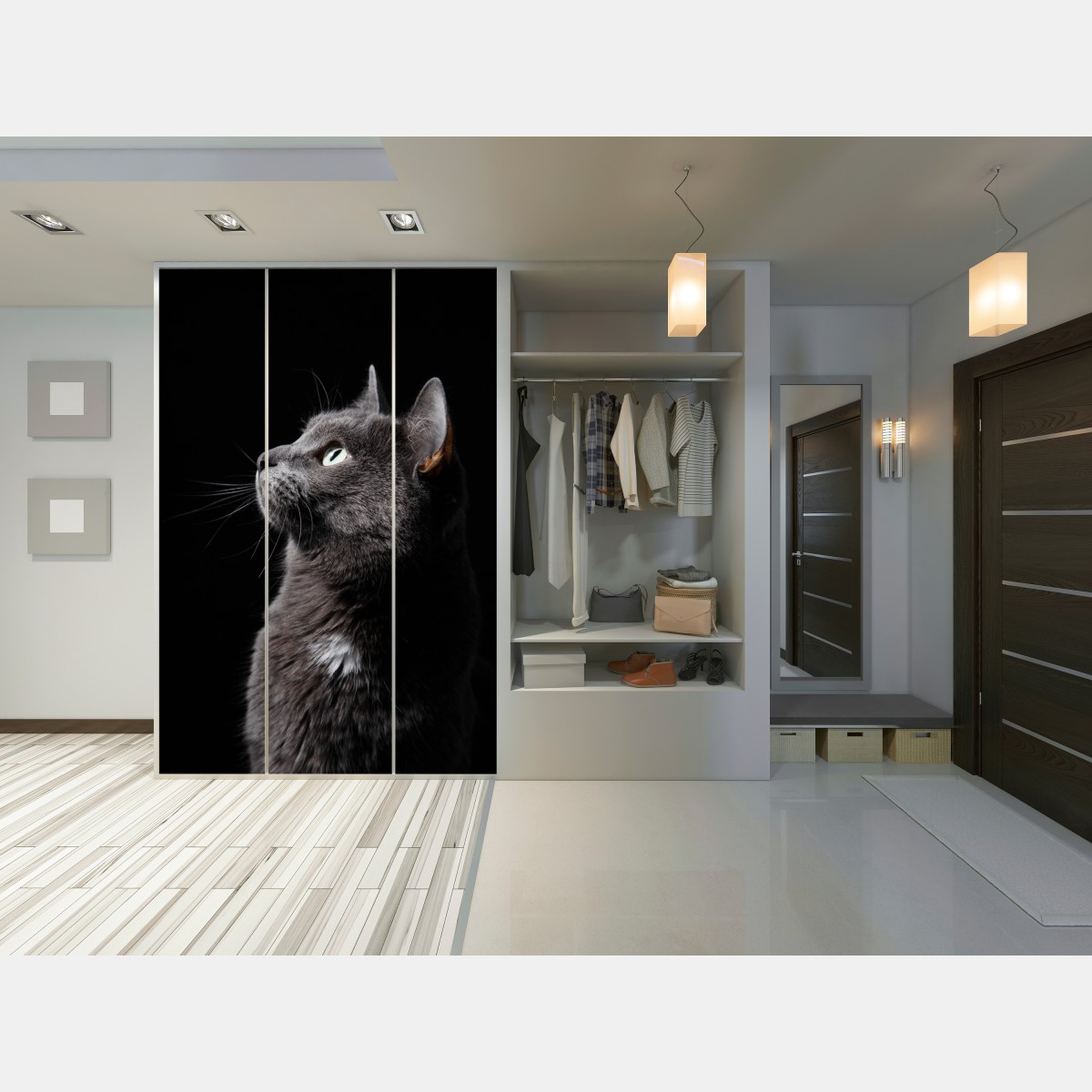 Schrankaufkleber elegantes porträt einer grauen katze – Wallnifity® Schrankaufkleber elegantes porträt einer grauen katze – Wallnifity®