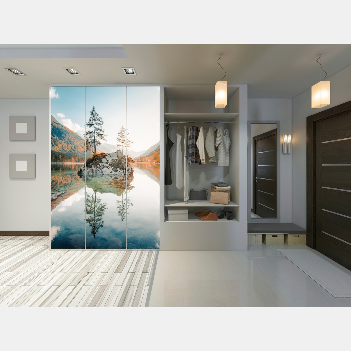Schrankaufkleber sonnenbeleuchtete felsinsel am Hintersee – Wallnifity® Schrankaufkleber sonnenbeleuchtete felsinsel am Hintersee – Wallnifity®