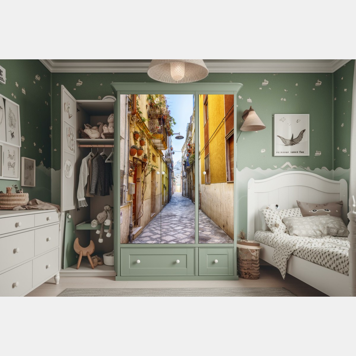 Schrankaufkleber sonnige gasse in Brindisi – Wallnifity® Schrankaufkleber sonnige gasse in Brindisi – Wallnifity®