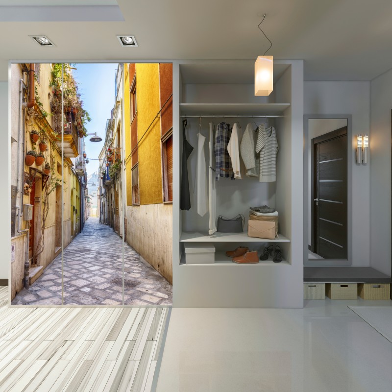 Schrankaufkleber sonnige gasse in Brindisi – Wallnifity® Schrankaufkleber sonnige gasse in Brindisi – Wallnifity®