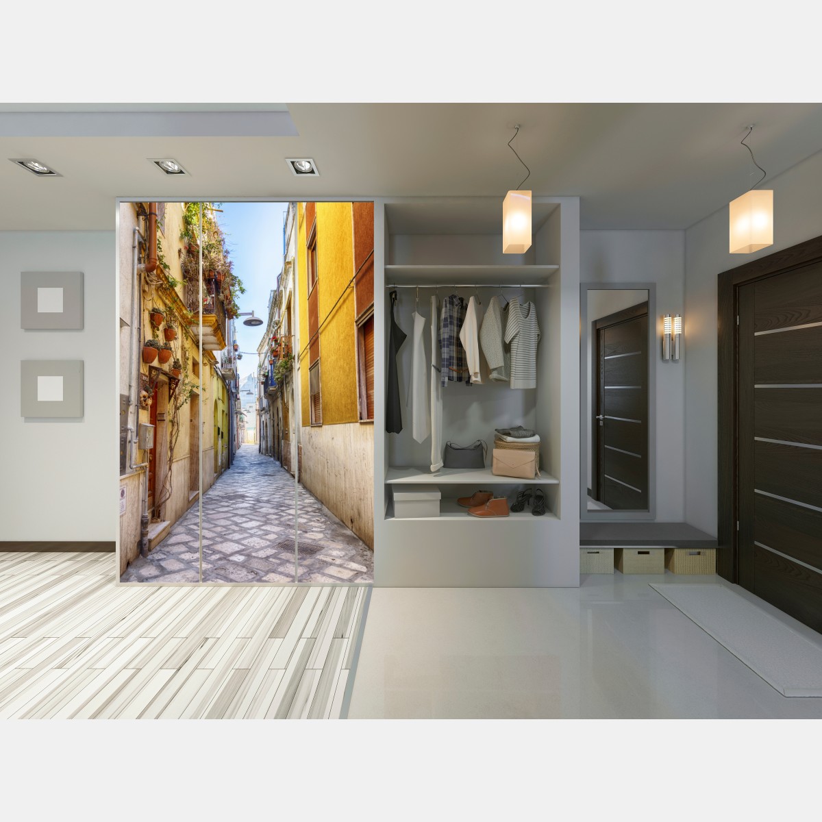 Schrankaufkleber sonnige gasse in Brindisi – Wallnifity® Schrankaufkleber sonnige gasse in Brindisi – Wallnifity®