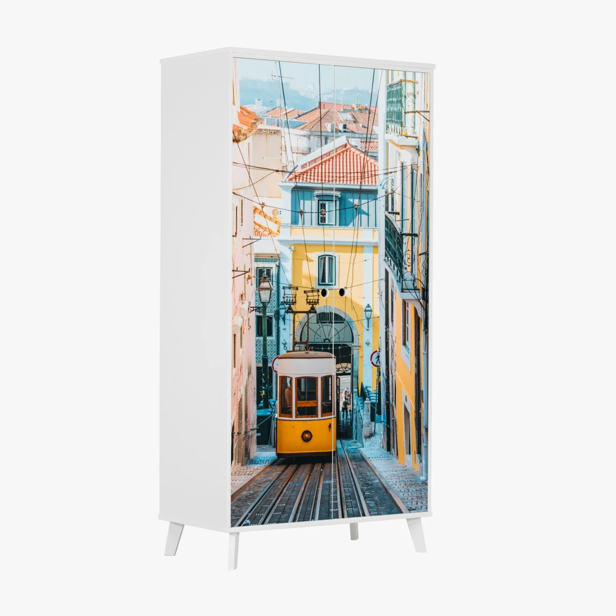 Schrankaufkleber lebendige bica straßenbahn in Lissabon – Wallnifity® Schrankaufkleber lebendige bica straßenbahn in Lissabon – Wallnifity®