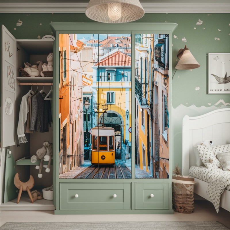 Schrankaufkleber tropische kolibris und plumeria in aquarell – Wallnifity®