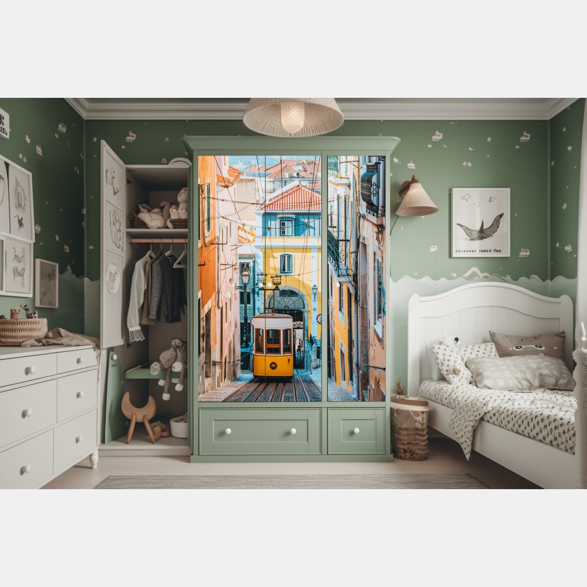 Schrankaufkleber lebendige bica straßenbahn in Lissabon – Wallnifity® Schrankaufkleber lebendige bica straßenbahn in Lissabon – Wallnifity®