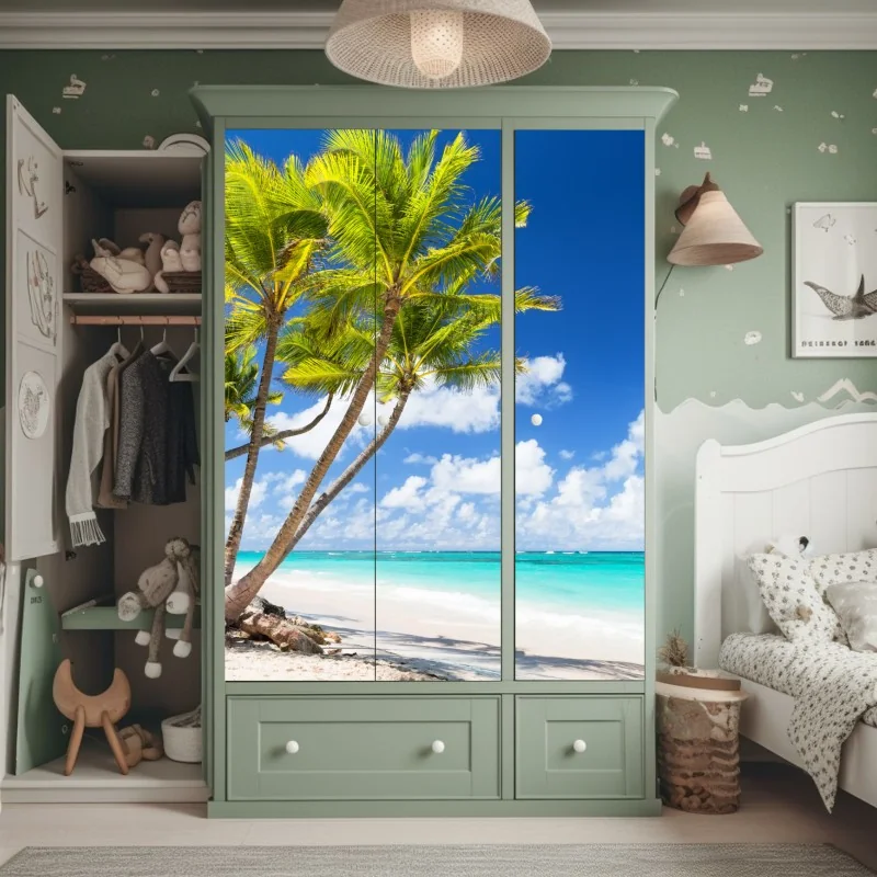 Schrankaufkleber tropischer palmstrand in Punta Cana – Wallnifity® Schrankaufkleber tropischer palmstrand in Punta Cana – Wallnifity®