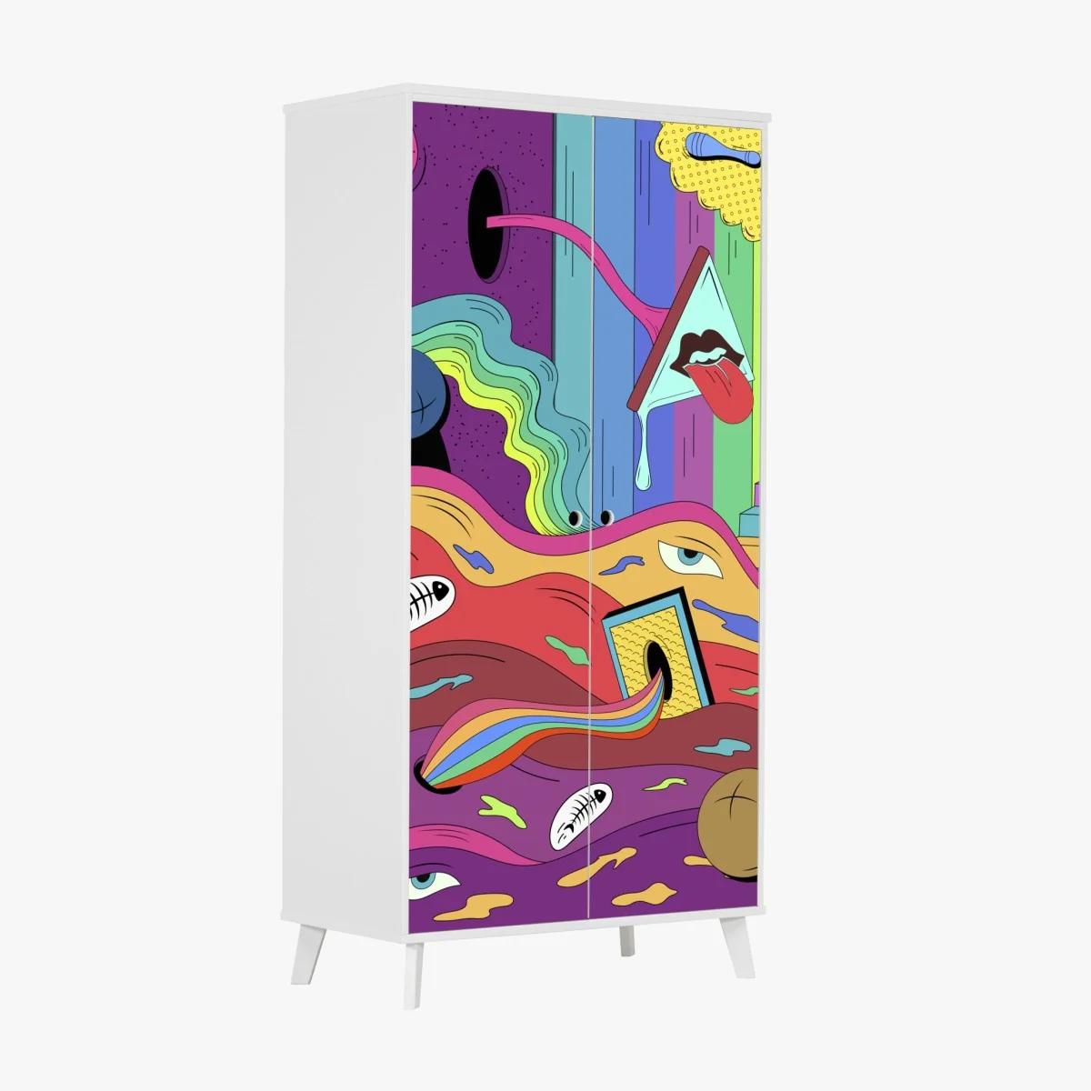 Schrankaufkleber psychedelische pop-art traumlandschaft – Wallnifity® Schrankaufkleber psychedelische pop-art traumlandschaft – Wallnifity®