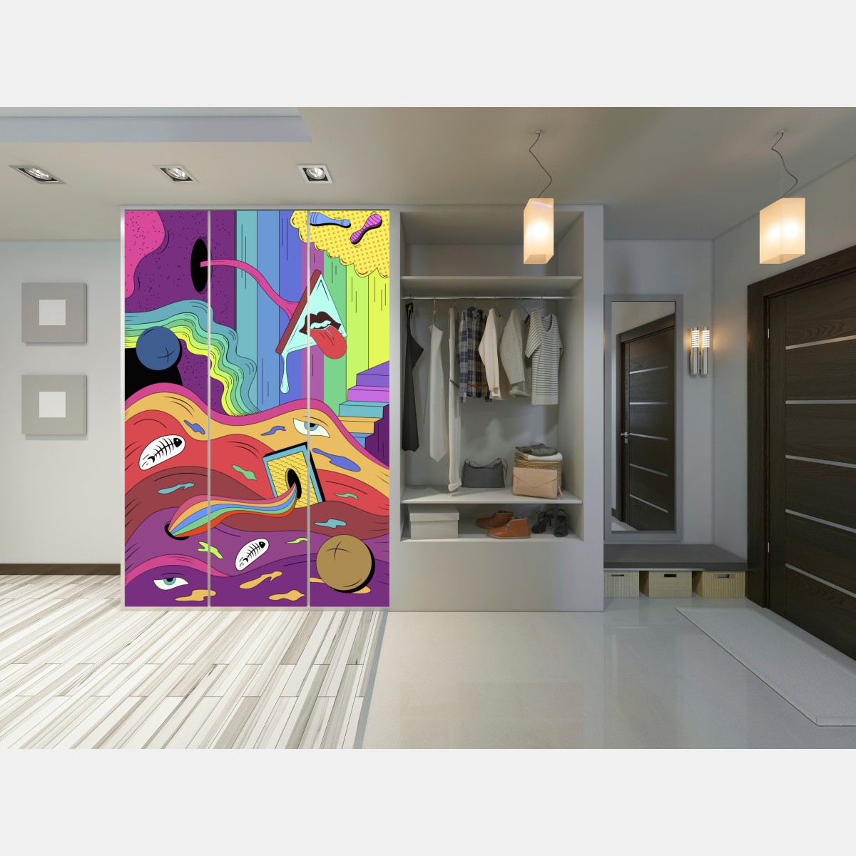 Schrankaufkleber psychedelische pop-art traumlandschaft – Wallnifity® Schrankaufkleber psychedelische pop-art traumlandschaft – Wallnifity®