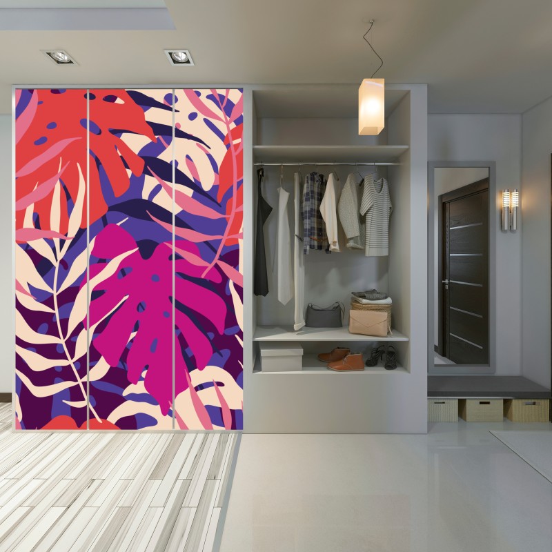 Schrankaufkleber pastell tropisches blattmuster – Wallnifity® Schrankaufkleber pastell tropisches blattmuster – Wallnifity®