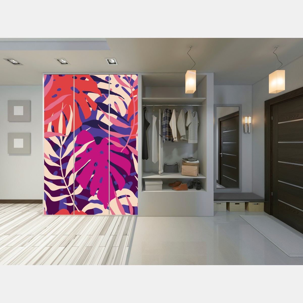 Schrankaufkleber pastell tropisches blattmuster – Wallnifity® Schrankaufkleber pastell tropisches blattmuster – Wallnifity®