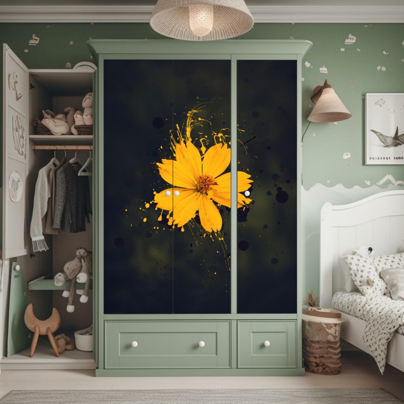 Schrankaufkleber grün-goldene flüssige marmorierte kunst – Wallnifity®