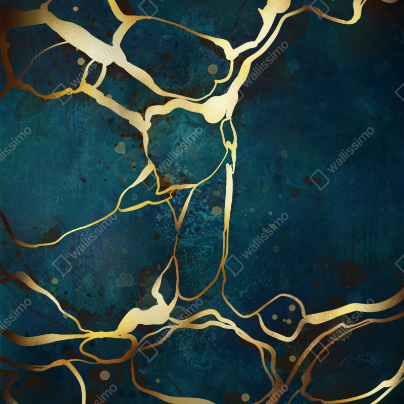 Schrankaufkleber türkis und gold abstrakt mit goldenen adern – Wallnifity® Schrankaufkleber türkis und gold abstrakt mit goldenen adern – Wallnifity®