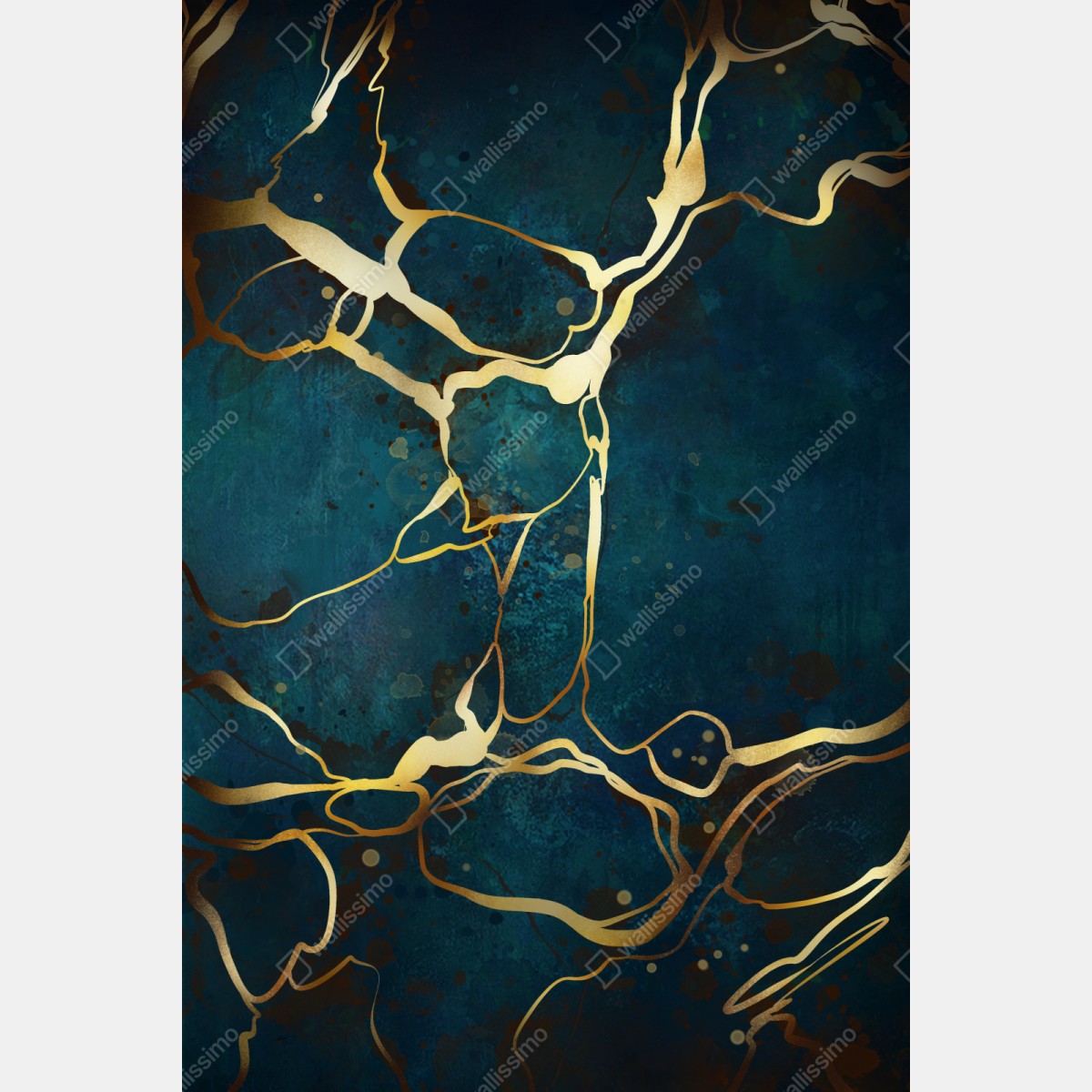 Schrankaufkleber türkis und gold abstrakt mit goldenen adern – Wallnifity® Schrankaufkleber türkis und gold abstrakt mit goldenen adern – Wallnifity®