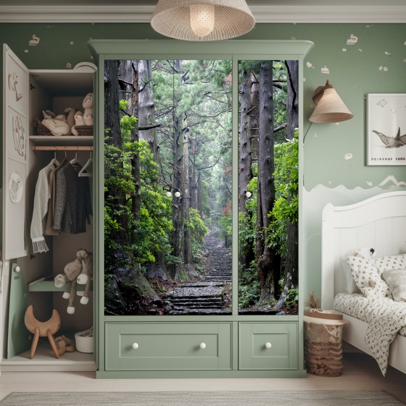 Schrankaufkleber sonniger mediterraner innenhof mit bougainvillea – Wallnifity®