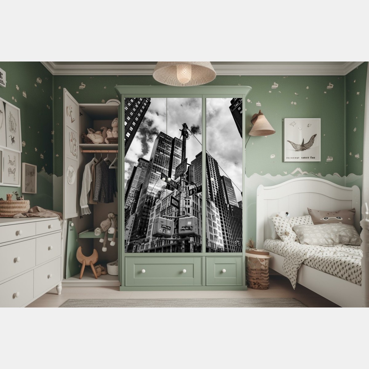 Schrankaufkleber Broadway und W 57 St – städtische szene in schwarzweiß – Wallnifity® Schrankaufkleber Broadway und W 57 St – städtische szene in schwarzweiß – Wallnifity®